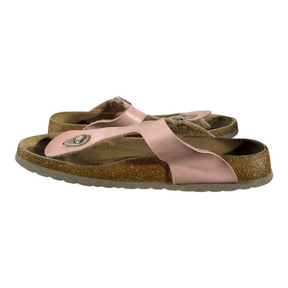 Birkenstock Gizeh Sandal Thong Pink Rose Gold EU 40 Leather Metallic Cork US 9 - Picture 7 of 9